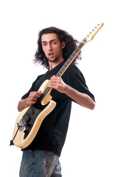 Kytara hráč izolovaný na bílém pozadí - Fotografie, Obrázek