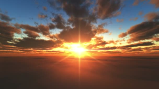 zachód słońca przelatują nad chmury - Materiał filmowy, wideo