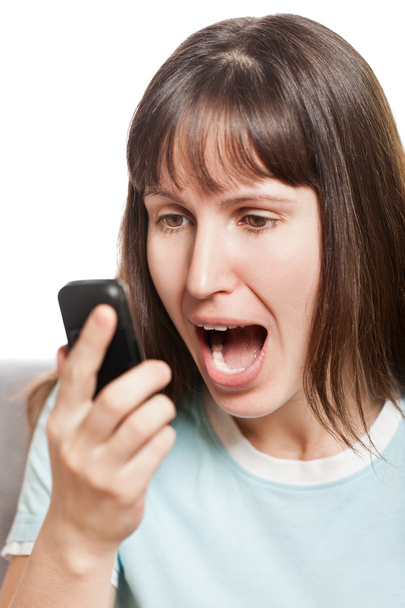 Angry woman talking mobile phone - Foto, Imagen