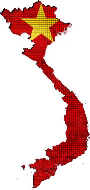 Vietnam-Karte mit Flagge im Inneren - Vektor, Bild