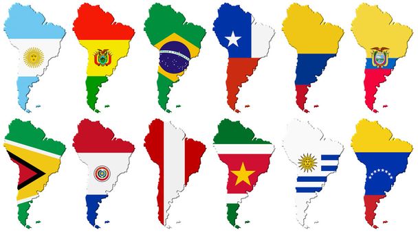 Set americano. Bandiere del Sud America
 - Foto, immagini