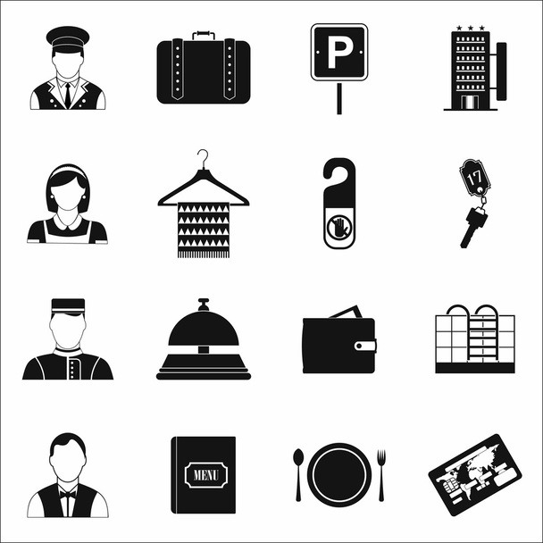 Hotel iconos simples conjunto
 - Vector, Imagen