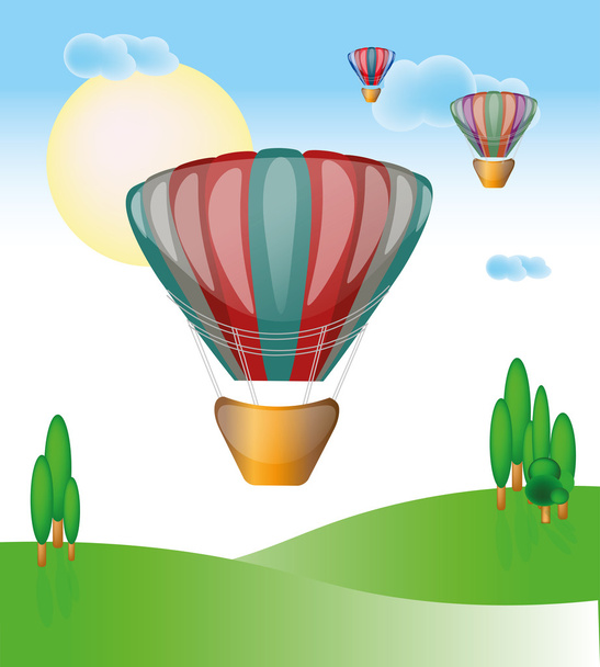 Balões de cor de ar quente voando
 - Vetor, Imagem