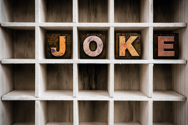 Joke Concept Wooden Letterpress Type in Draw - Photo, Image