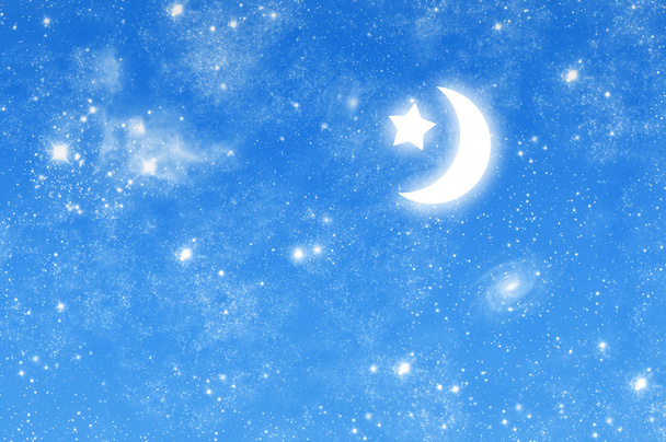 Image of a beautiful starry sky with the moon - Zdjęcie, obraz