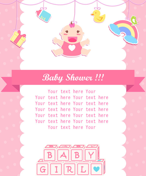 baby girl shower care with place for your text - Vector, afbeelding
