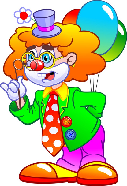 Funny clown with balloons. - Vector, Image