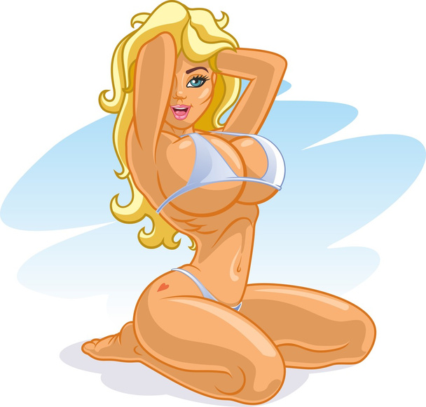 блондинка в бикини
 - Вектор,изображение