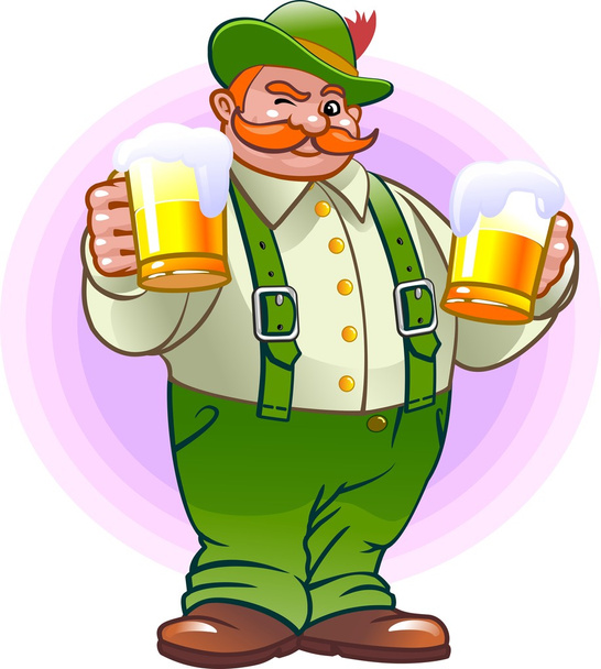 German man with beer - Vector, Image