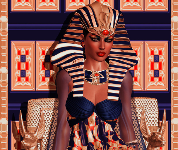 Αιγυπτιακή φαντασία, ψηφιακή τέχνη, Κλεοπάτρα, Νεφερτίτη, Χατσεψούτ ή οποιοδήποτε αιγυπτιακή Βασιλική γυναίκα. - Φωτογραφία, εικόνα