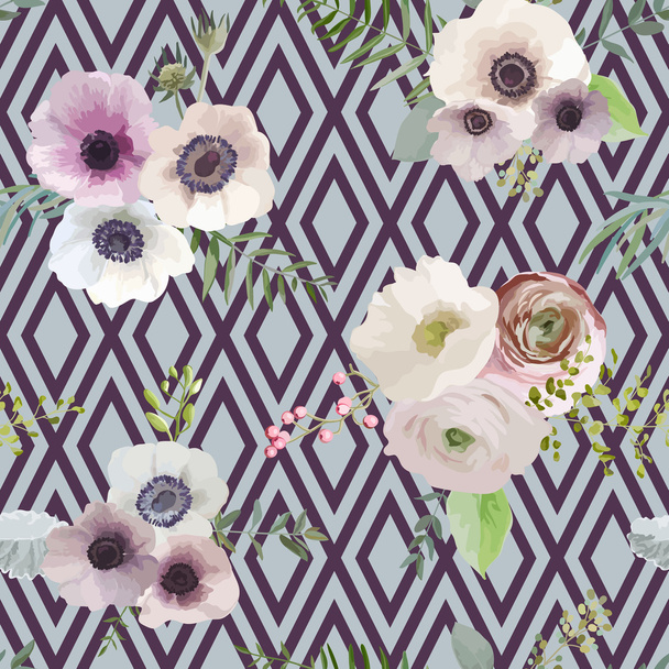 Vintage Floral Background - seamless pattern - Вектор,изображение