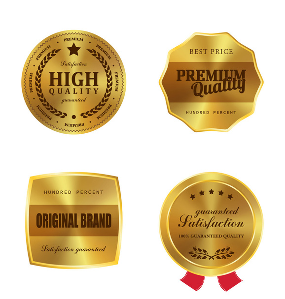 Golden metal badges vector - Vettoriali, immagini