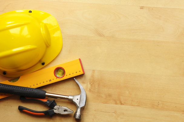 Hard hat and tool - Photo, Image