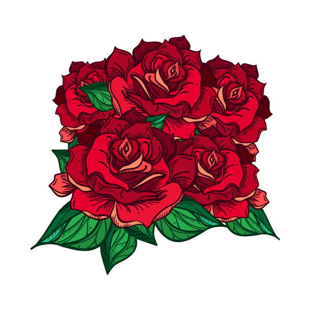 Boda dibujada a mano Rose Bouquet
 - Vector, Imagen