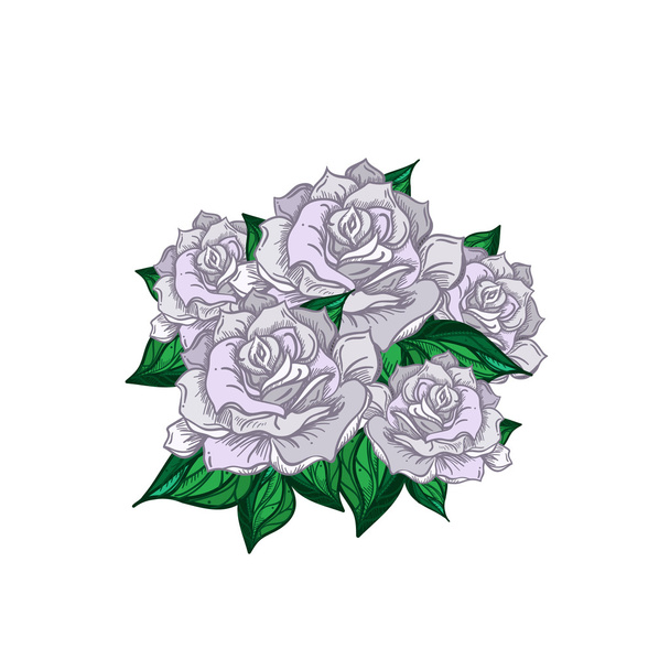 Ručně kreslenou svatební růže kytice - Vektor, obrázek