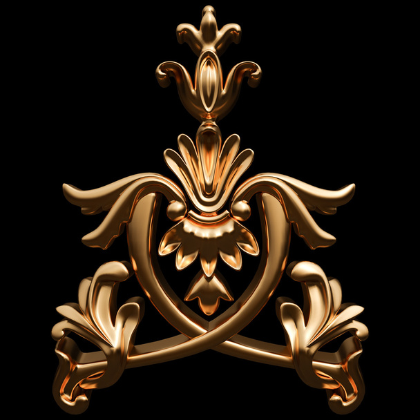 Gold ornament on a black background - Foto, afbeelding