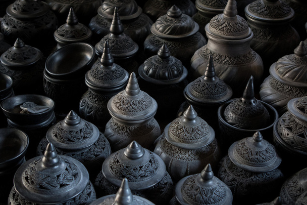 タイの粘土陶器美術粘土陶器伝統スタイルのスタック - 写真・画像