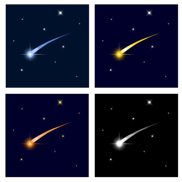 Reihe fliegender Kometen, Vektorgrafik - Vektor, Bild
