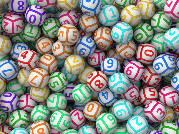 bolas de lotería pila vista superior. bolas con rayas
. - Foto, Imagen