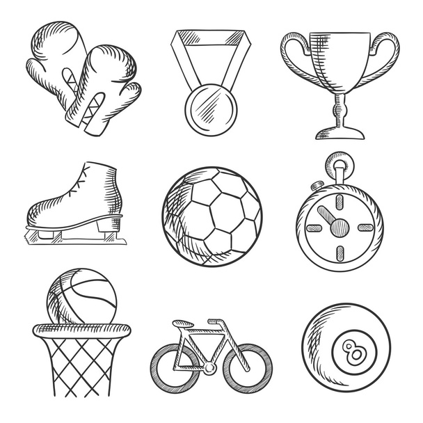 Isolated sketched sport games icons  - Wektor, obraz