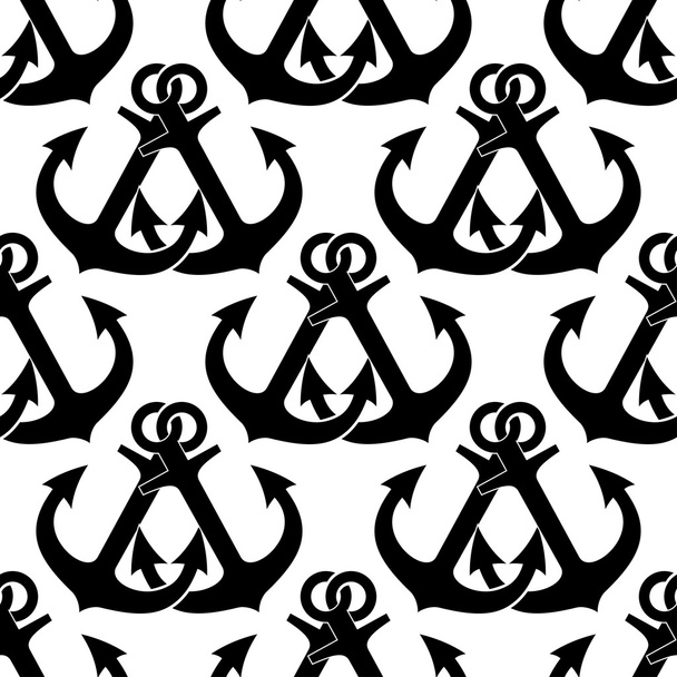 Crossed marine anchors seamless pattern - Vektör, Görsel