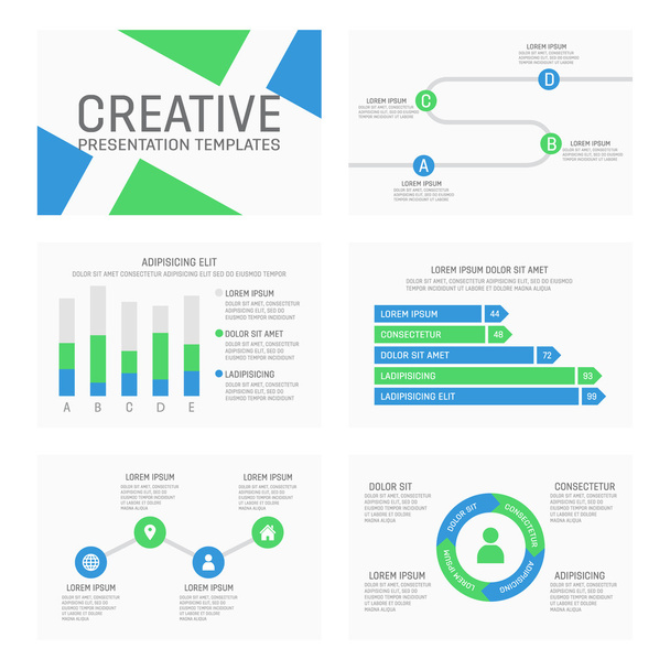Vector template for multipurpose presentation slides with graphs and charts - Vector, Image
