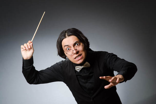 Funny conductor in musical concept - Φωτογραφία, εικόνα