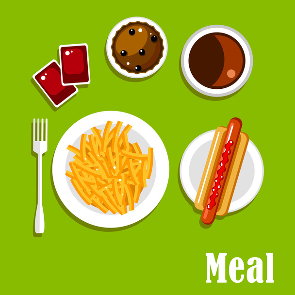 Дизайн обеденного меню быстрого питания
 - Вектор,изображение