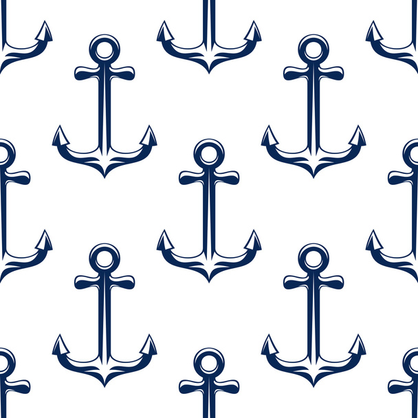 Blue retro marine anchors seamless pattern - Vektör, Görsel
