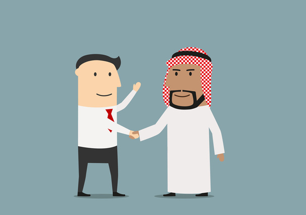 Рукостискання європейських та арабських бізнесменів
  - Вектор, зображення