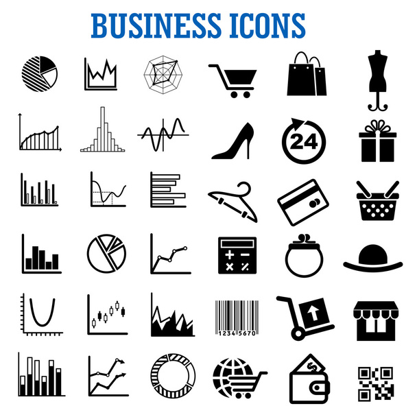 Business, finance, shopping and retail flat icons - Vector, afbeelding