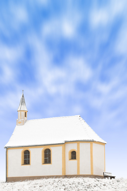 Tiny winter church or single snowbound small chapel - Photo, Image
