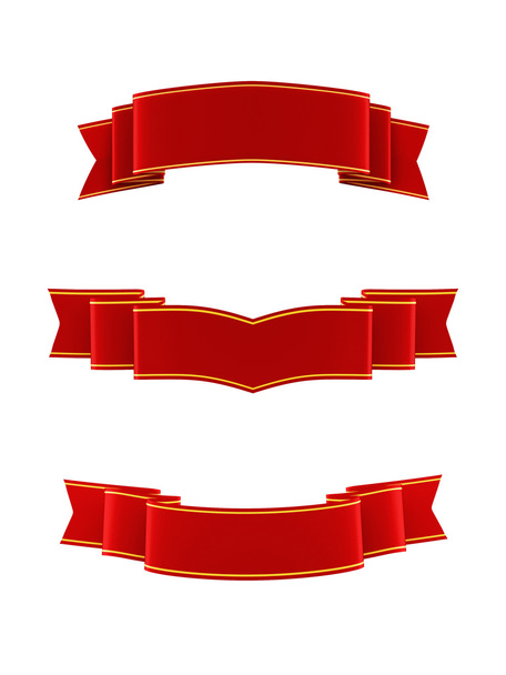 Ensemble de rubans rouges brillants avec des bandes d'or
 - Photo, image