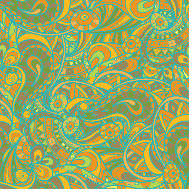 Vector abstract doodle & paisleys pattern - Διάνυσμα, εικόνα