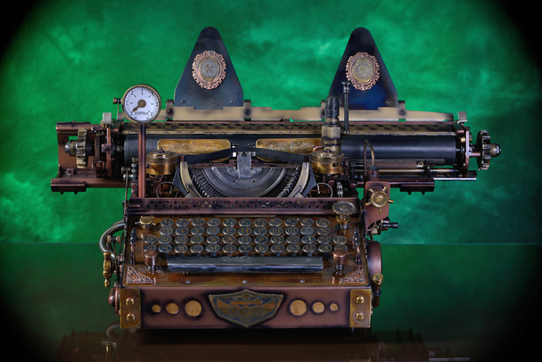 Steampunk style future Typewriter. - Zdjęcie, obraz