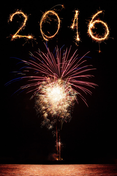 2016 written with fireworks as a background - Photo, Image
