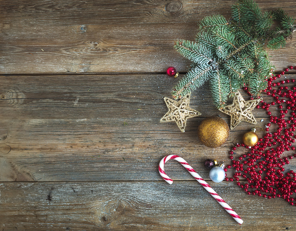 クリスマスや新年の素朴な木製の背景 - 写真・画像