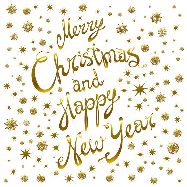 golden glowing Merry Christmas and happy New Year 2016 lettering collection. Vector illustration    - Vector, Image