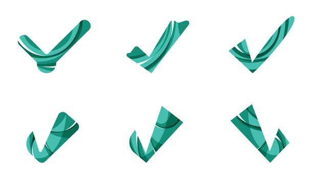 Набір абстрактних піктограм OK і кліщів, концепції бізнес логотипів, чистий сучасний геометричний дизайн
 - Вектор, зображення
