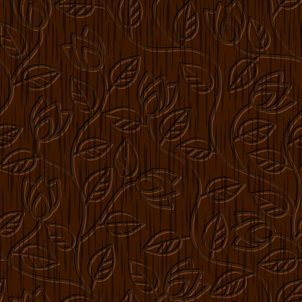naadloze abstracte hout gesneden floral ornament - Vector, afbeelding