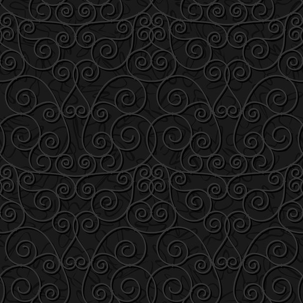 Floral Oosterse zwarte geïsoleerde naadloze achtergrond - Vector, afbeelding