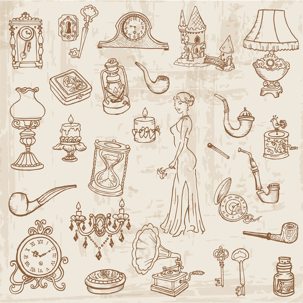 Set of Various Vintage Doodle Elements - hand drawn in vector - Vector, Image