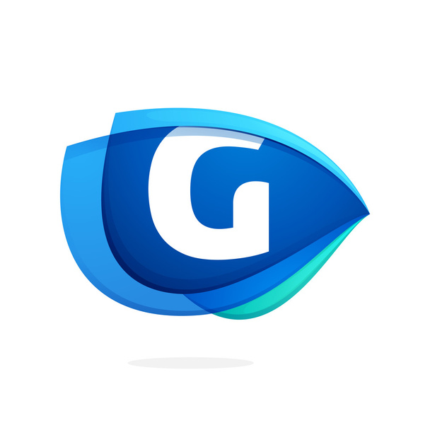G letter logo with blue wing or eye - Διάνυσμα, εικόνα