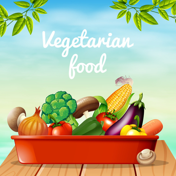 Дизайн плакату з вегетаріанською їжею
 - Вектор, зображення