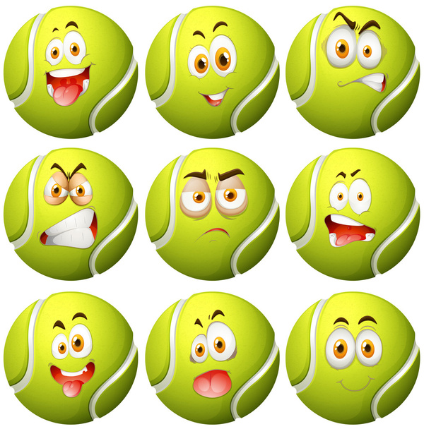 Tennis ball with facial expression - Vector, Image
