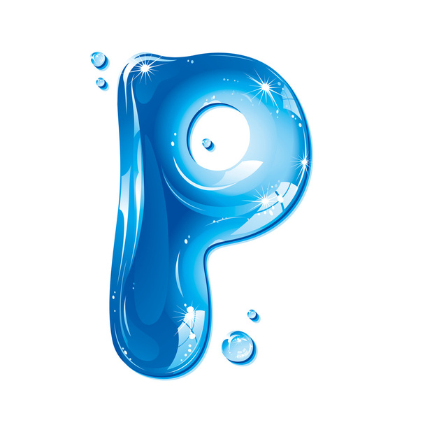 κεφαλαίο γράμμα p σειρά - νερό υγρό επιστολή - ABC - Διάνυσμα, εικόνα