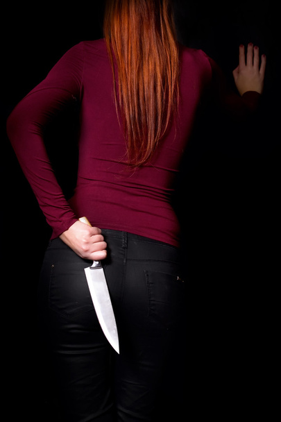Girl With Knife - Фото, изображение