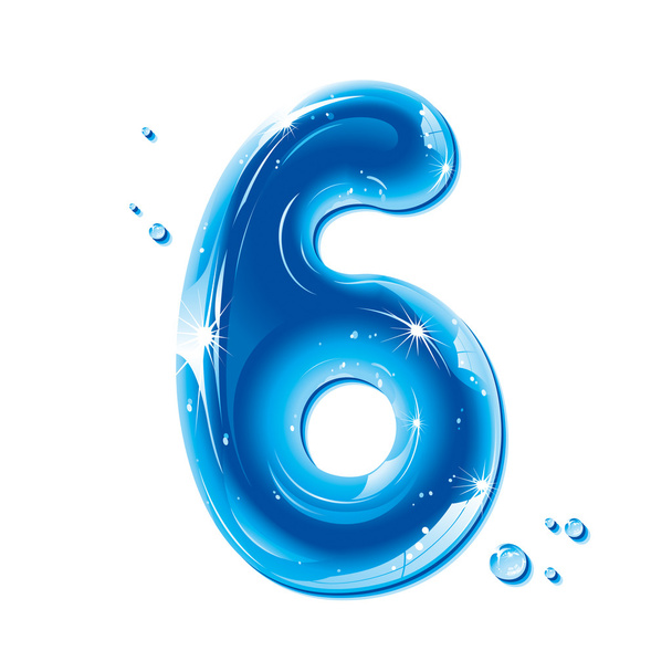 ABC series - Water Liquid Numbers - Number 6 - Vector, Image