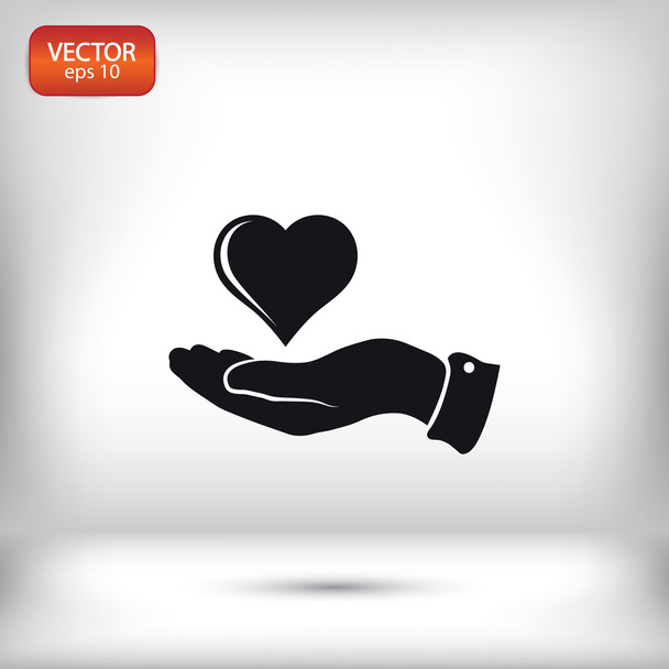 heart in hand icon - Vector, Image