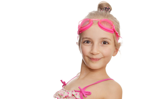 Girl in swimming costume and goggles - Valokuva, kuva